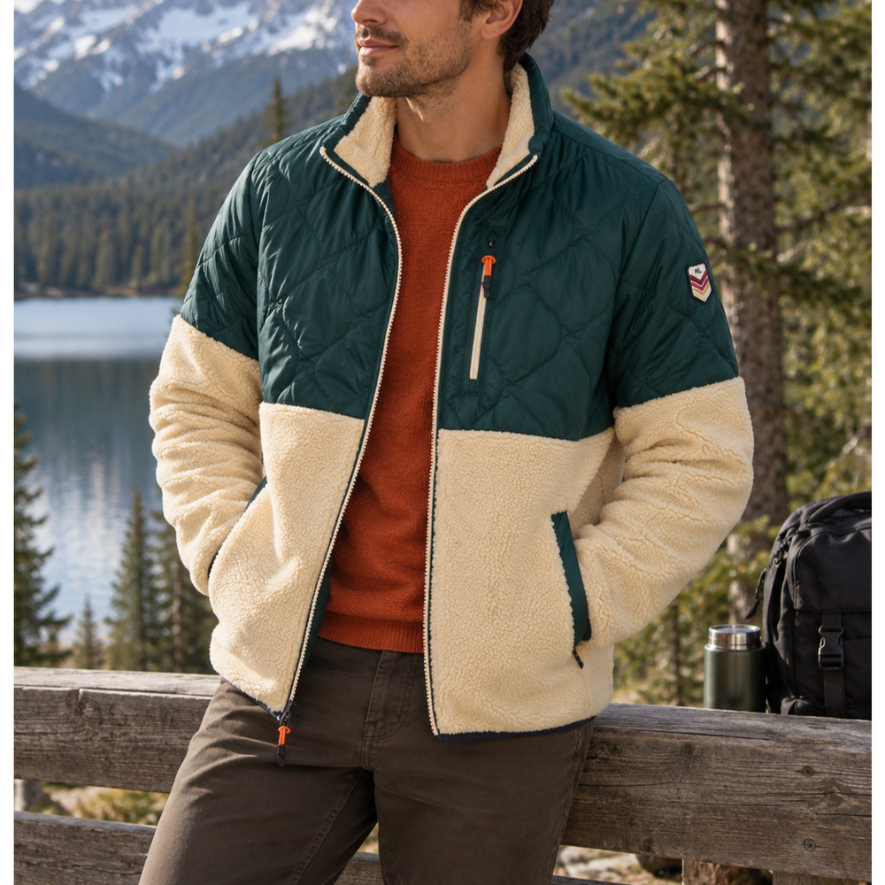 Marine Layer Archive Bariloche Sherpa Jacket Medium Green Tan Full Zip Rare NWOT - Picture 12 of 12